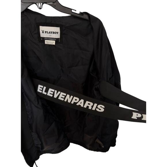 Playboy x Eleven Paris Coach Jacket Black L Bunny Logo Windbreaker Streetwear - Picture 3 of 5
